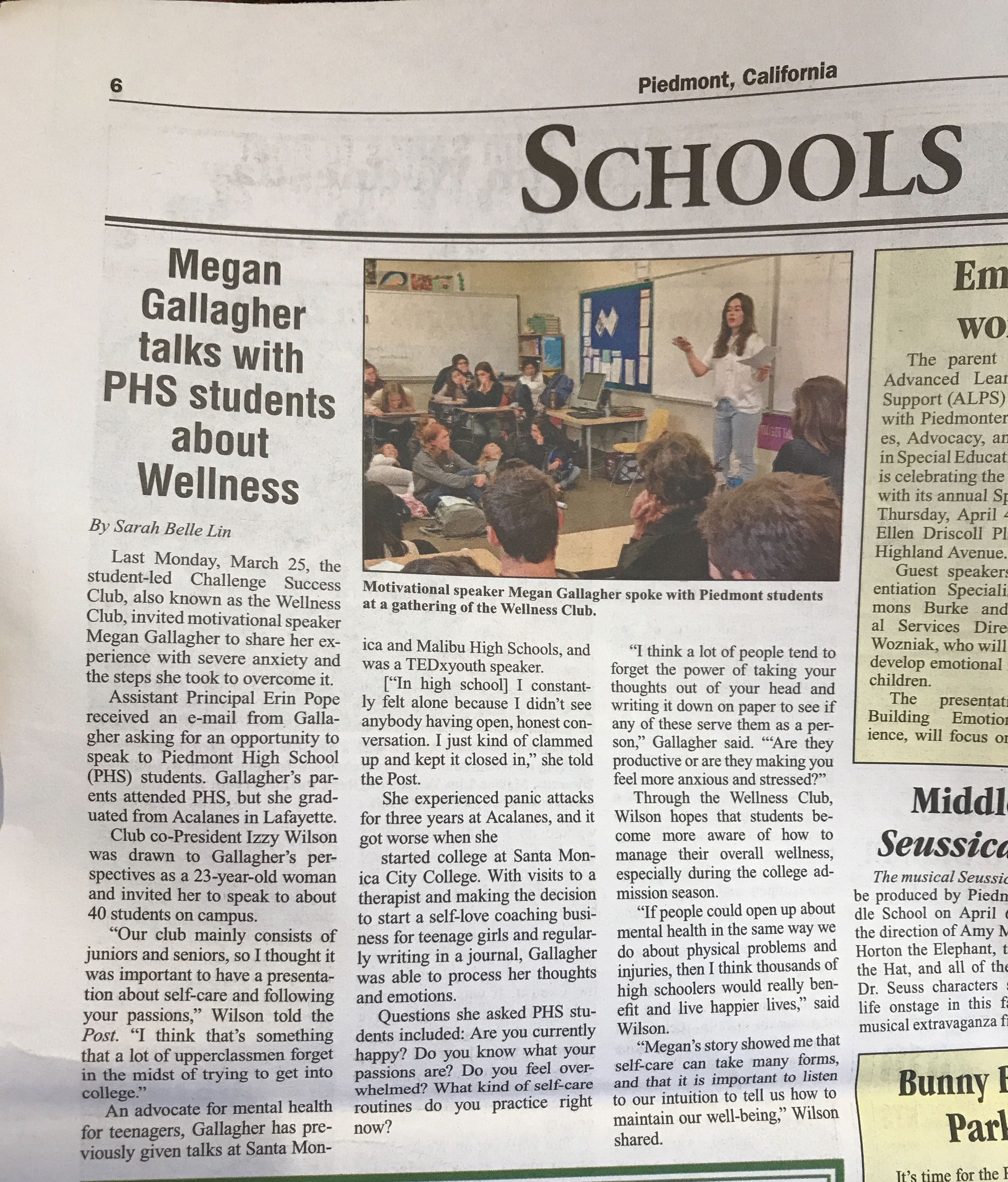 The Piedmont Post Newspaper Article Megan Gallagher